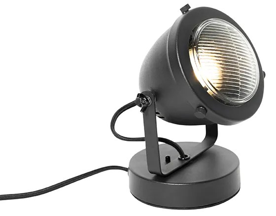 Industrialna lampa stołowa czarna 18 cm - Emado