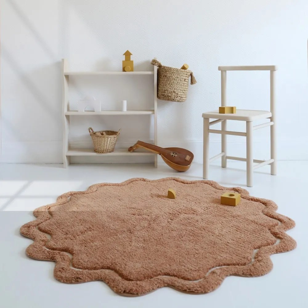 Ceglasty bawełniany okrągły dywan tkany ręcznie odpowiedni do prania ø 110 cm Sweet April Toffee – Nattiot