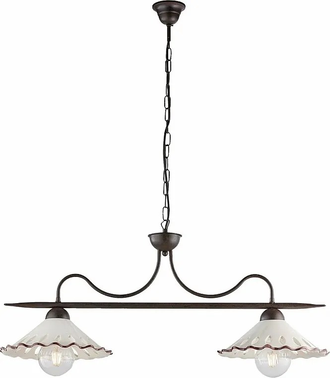 Osteria żyrandol czarne żelazo, efekt rdzy, ceramiczne dyfuzory, 2 lampy, 83x30 cm