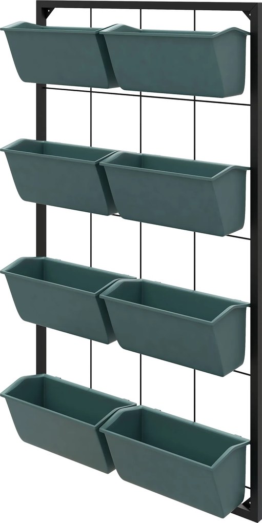 Outsunny Stolik na kwiaty z 8 skrzynkami do sadzenia, stosowalny, odporny na warunki atmosferyczne, 52,5 x 14 x 90 cm, Szary + Czarny