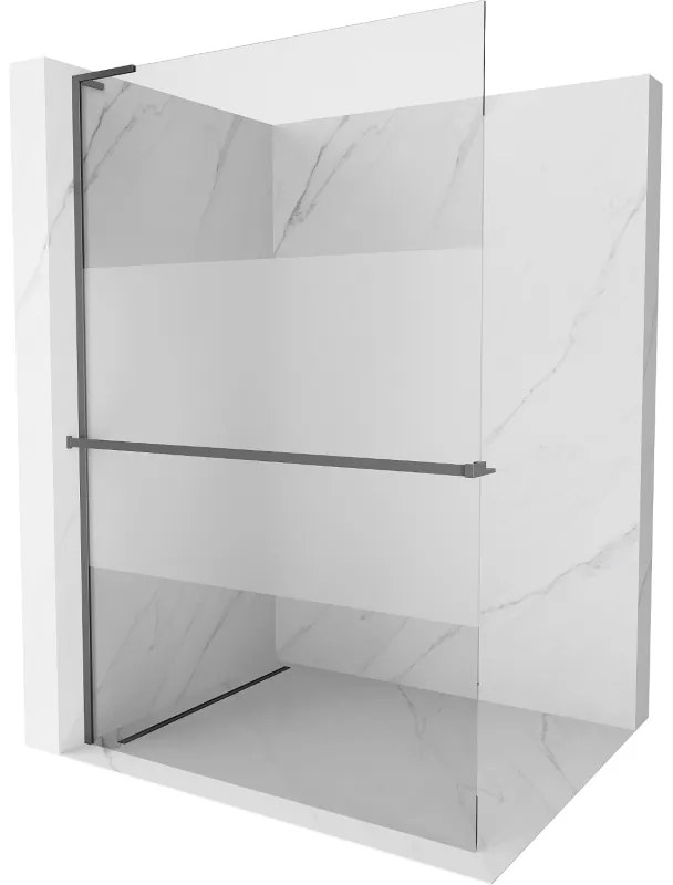 Mexen Kioto+ L ścianka prysznicowa z półką Walk-in 100 x 200 cm, transparent/szron, gun metal - 800-100-123-95-35