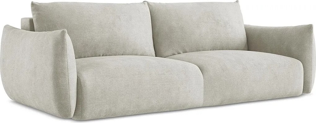 Kanapa 3-osobowa z funkcją spania - z tkaniny szenilowej - perłowy - LEILA