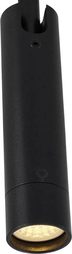 Nowoczesny system oświetleniowy szynowy z 6 reflektorami i 4 lampami wiszącymi, czarny, 1-fazowy - Slimline Uzzy Keno