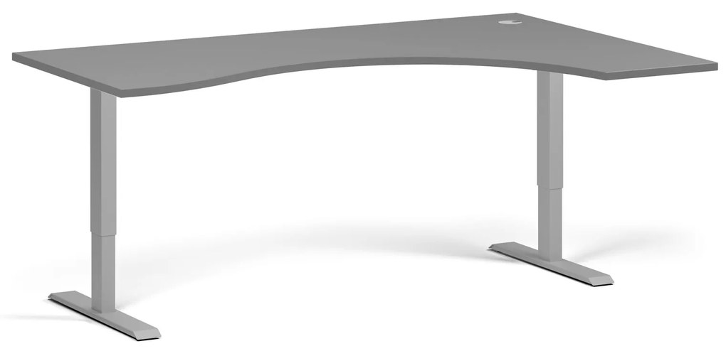 Ergonomiczne biurko z regulacją wysokości, 180x120 cm, 1 silnik, L/P, szara podstawa, grafit