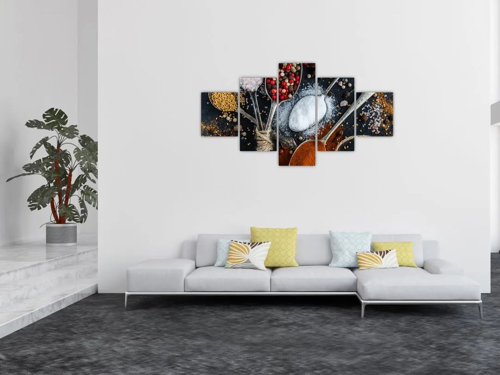 Obraz łyżek z przyprawami (125x70 cm)