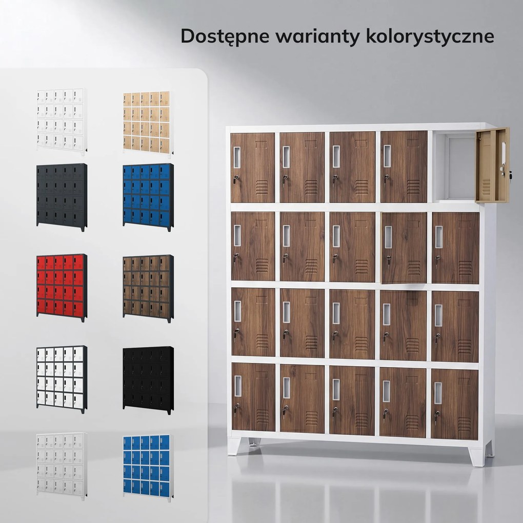 Szafa skrytkowa socjalna BHP biała / orzech: Eco Design ROBERT, 1360 x 1720 x 450 mm
