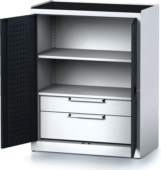 Szafa warsztatowa MECHANIC, 1170 x 920 x 500 mm, 1 półki, 2 szuflady, grafitowe drzwi