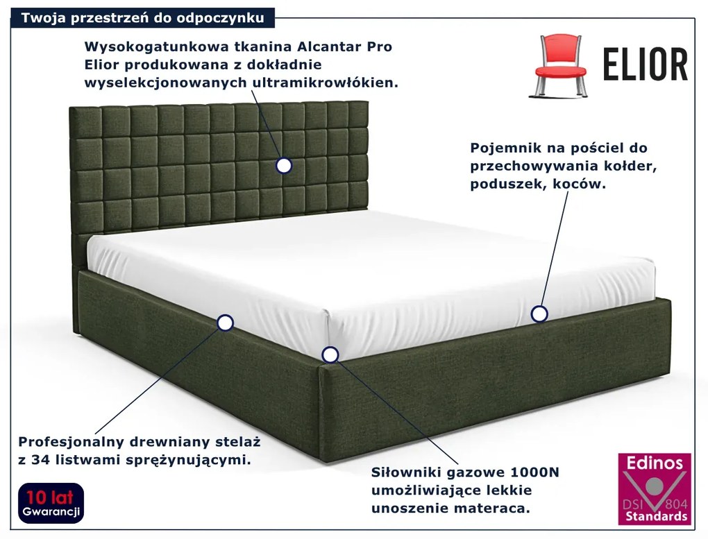 Nowoczesne zielone łóżko tapicerowane 3 rozmiary E9-S49