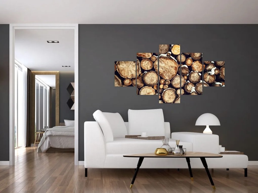 Obraz - Drewno w śniegu (125x70 cm)