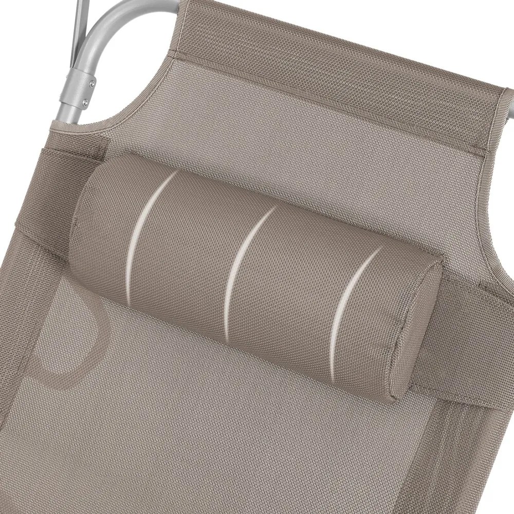 Leżak ogrodowy LAGUNA z regulowanym daszkiem, 193x59x30cm, brązowo-szary (taupe) SongmicsHome