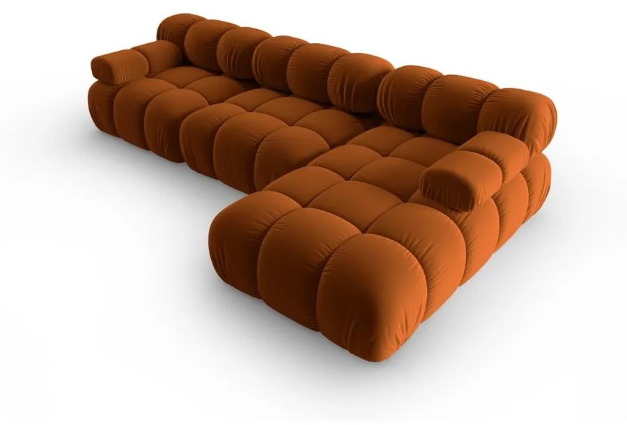 Pomarańczowa aksamitna sofa 285 cm Bellis – Micadoni Home