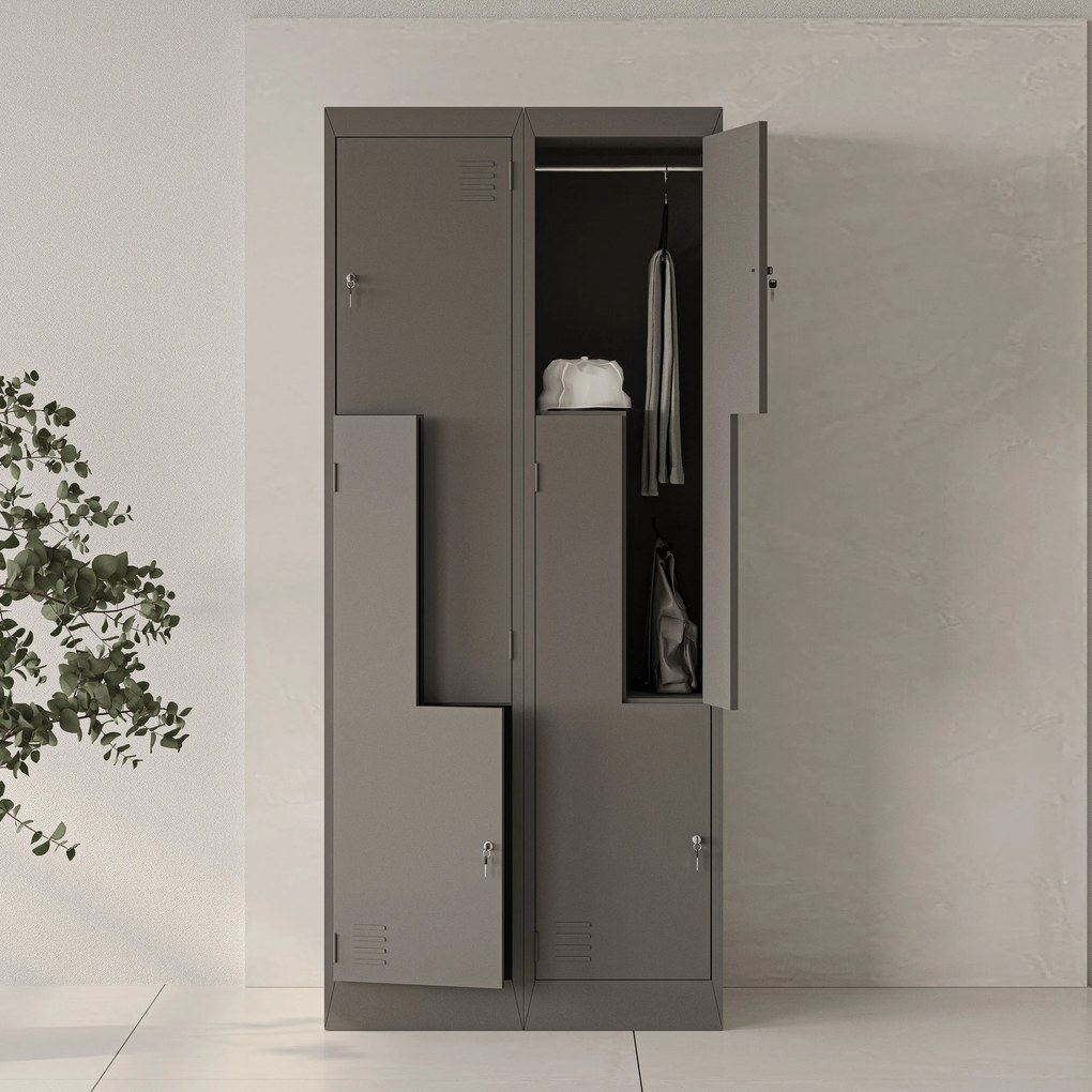 Szafa metalowa ubraniowa typu L JULIA, 800 x 1850 x 450 mm, antracytowa