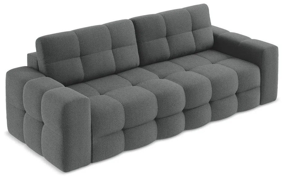 Ciemnoszara rozkładana sofa z materiału bouclé 255 cm Milu – Makamii