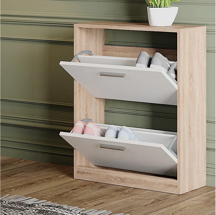 Szafka na buty biały/sonoma 59x22x72.5 gizmo