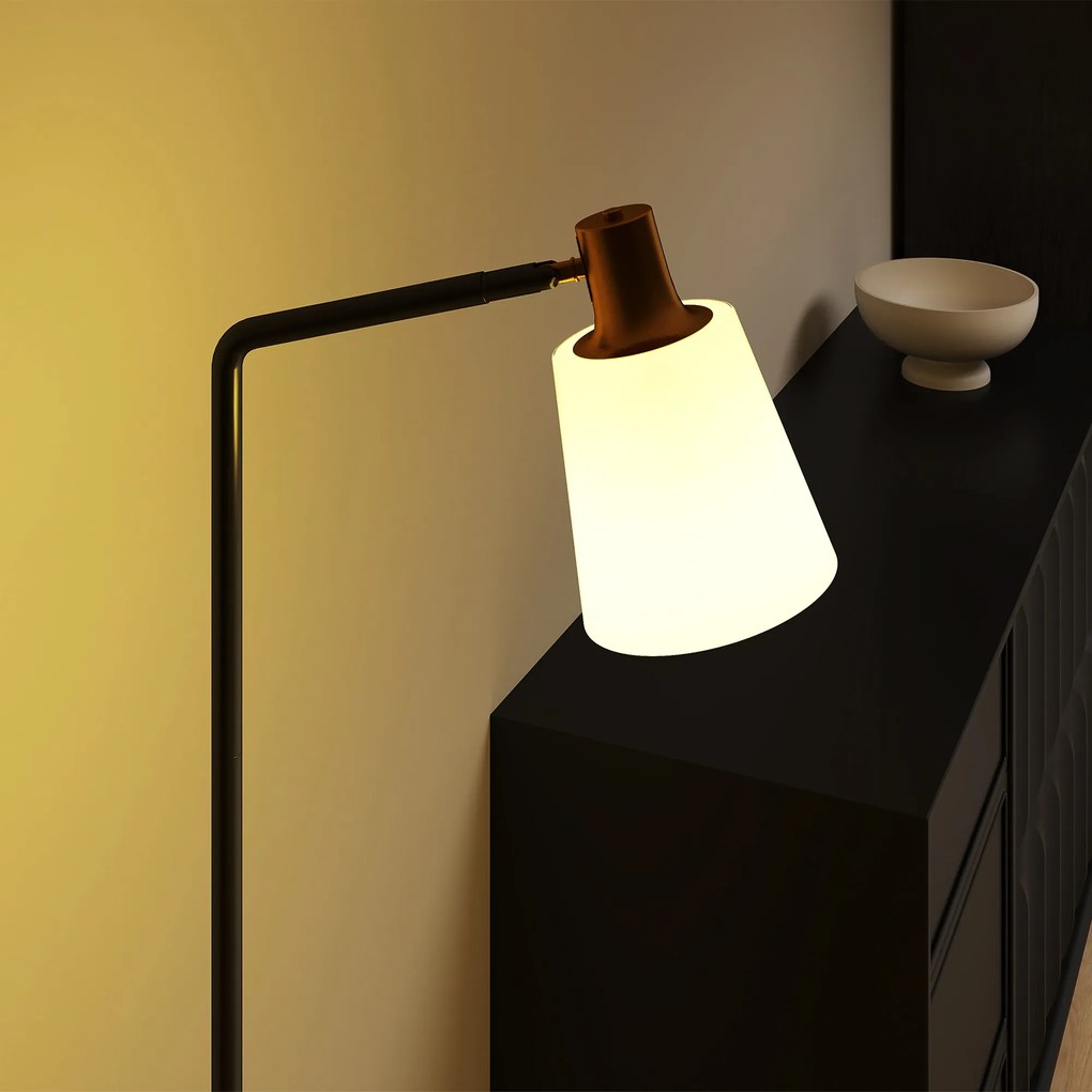 HOMCOM Lampa stojąca LED do salonu z obrotową głowicą 350° Lampa podłogowa z 3000K/4000K/6500K Czarna