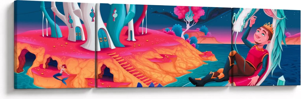 Obraz - Książę i smocza księżniczka (170x50 cm)