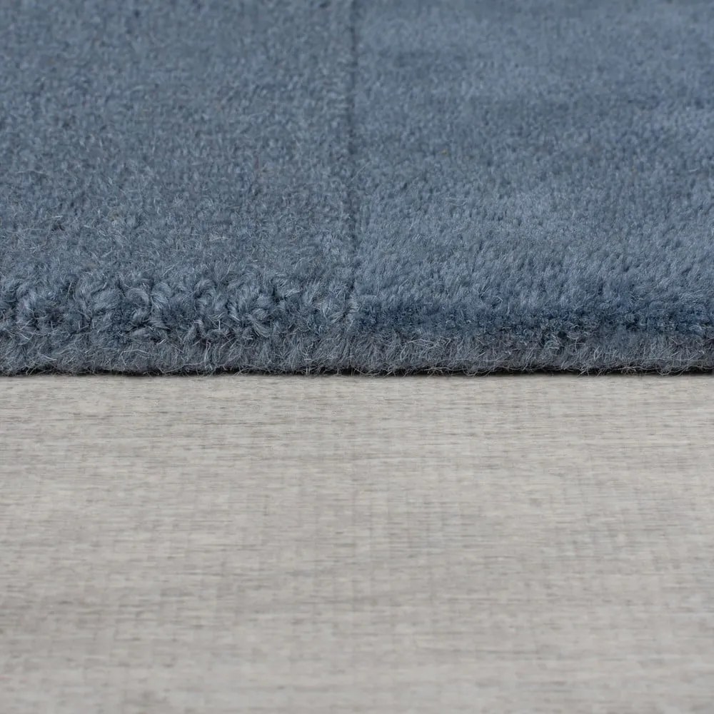 Ciemnoniebieski wełniany chodnik tkany ręcznie 60x230 cm Checkerboard – Flair Rugs