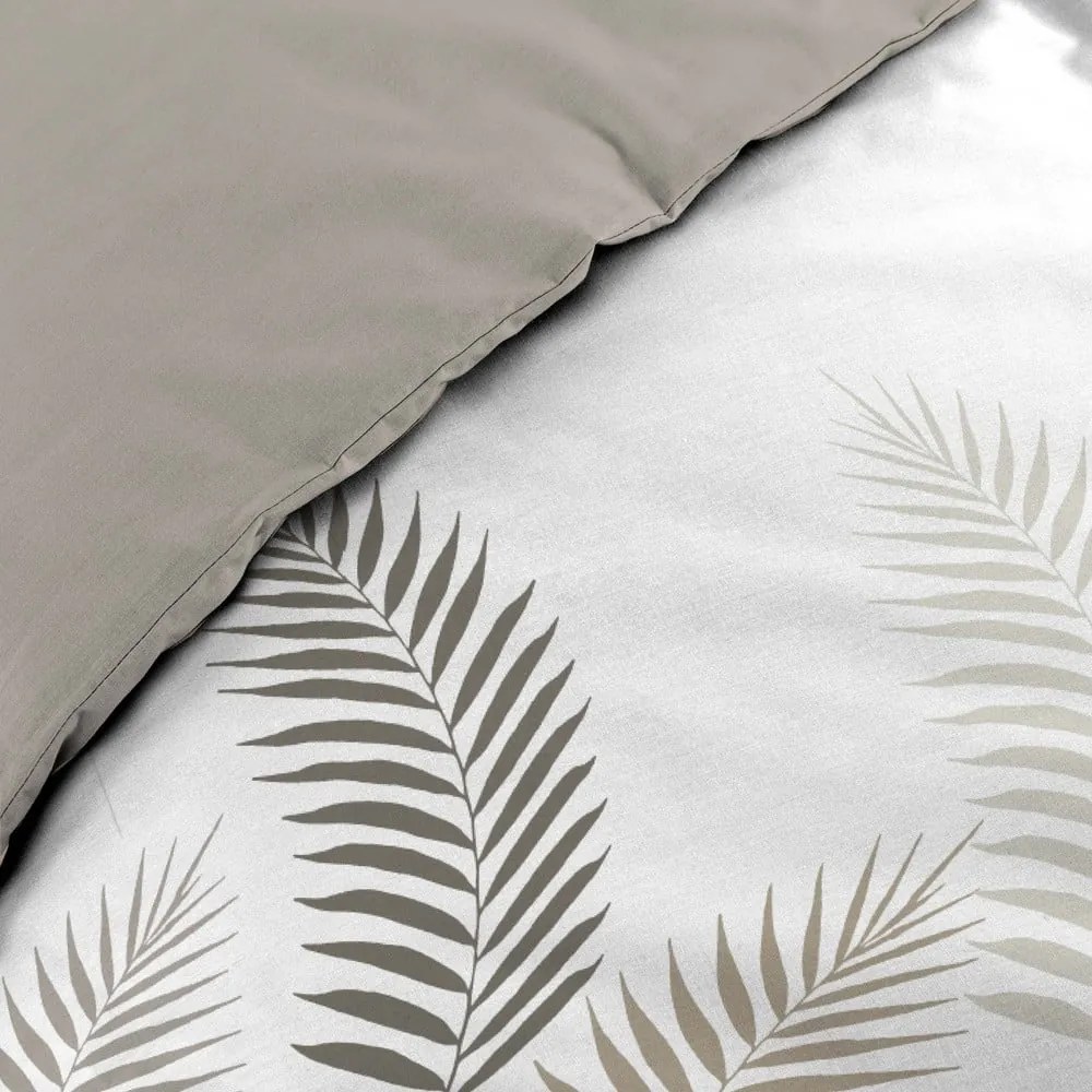 Biało-szarobrązowa bawełniana pościel dwuosobowa 240x220 cm Goyave – douceur d'intérieur