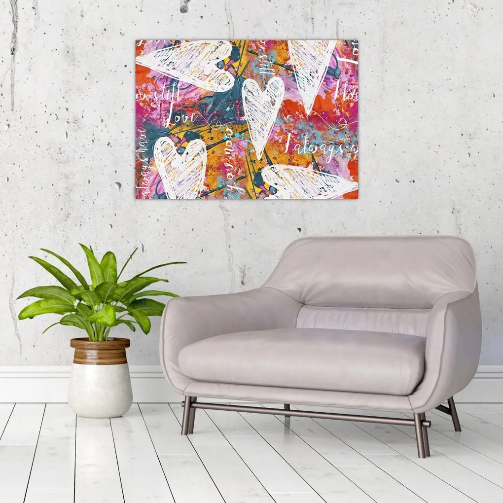 Obraz - Serce na abstrakcyjnym tle (70x50 cm)