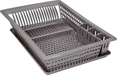 Suszarka do Naczyń 18 Sztućców Szary Marmurkowy Aluminium i Tworzywo sztuczne 49x36