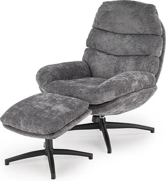 Fotel DARIO szary z podnóżkiem