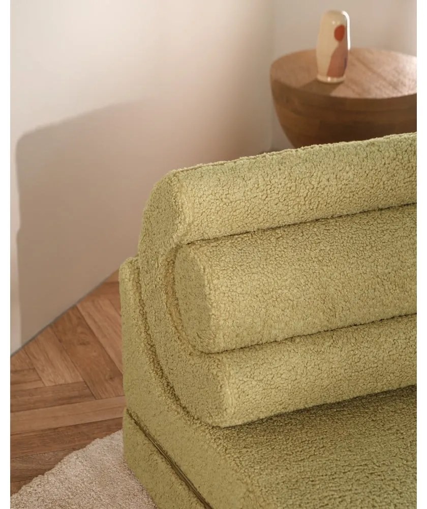 Zielony fotel dziecięcy z materiału bouclé Flipster – Wigiwama