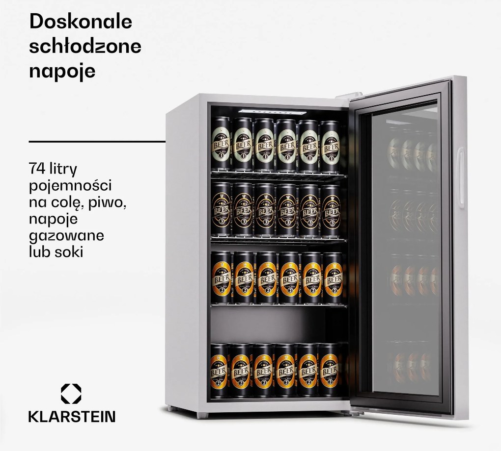 Klarstein Beersafe 84cm 74L Lodówka na Napoje Czarny