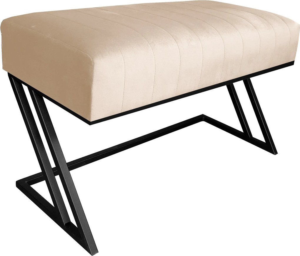 Ławka ZETA tkanina Welur loft ławka metal : Kolor Stelaża - Czarny , Kolor tkaniny - VELVET - MG06, Typ tkaniny - Velvet