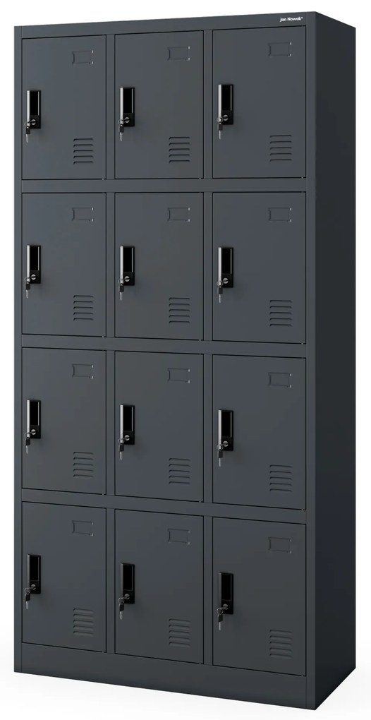 Szafka skrytkowa socjalna BHP metalowa MARCIN, 900 x 1850 x 400 mm, antracytowa