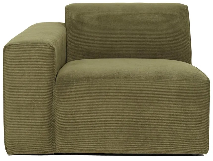 Zielony końcowy moduł sztruksowej sofy Scandic Sting, 101 cm, lewostronny