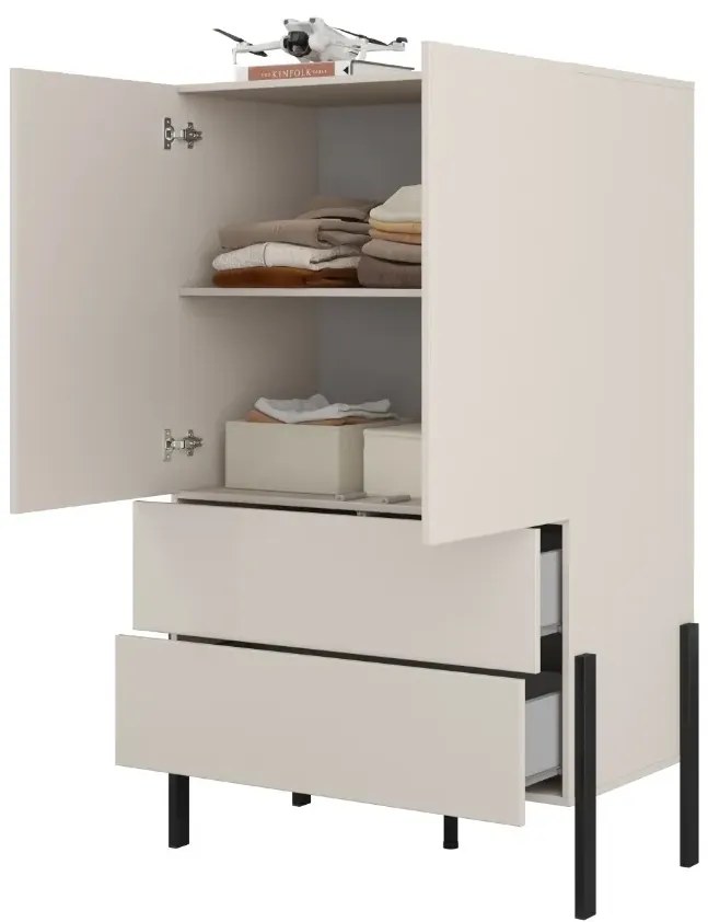 Komoda wysoka JUKON 2D2S 90cm kaszmirowa HELVETIA