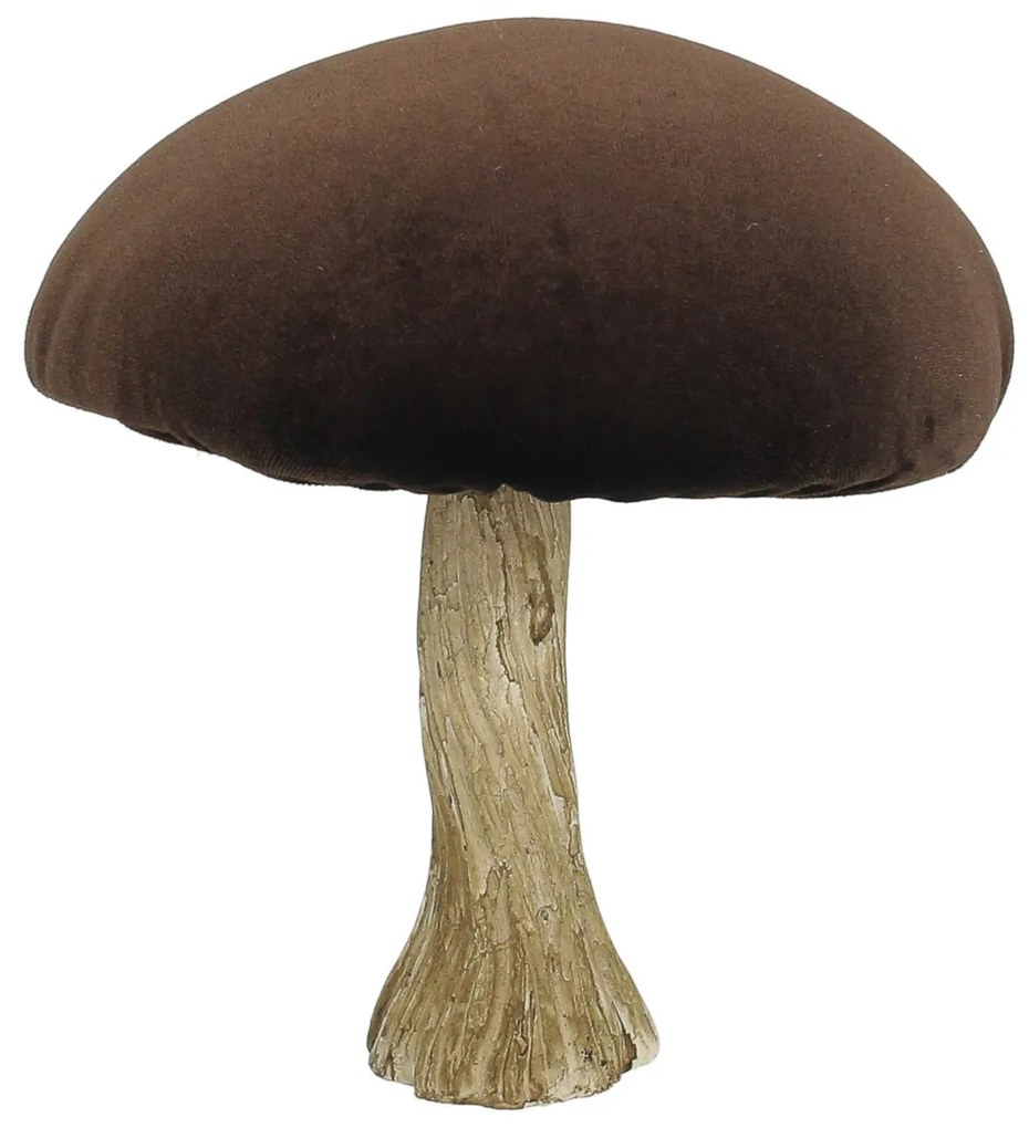 Dekoracja Velvet Mushroom 17 cm brown