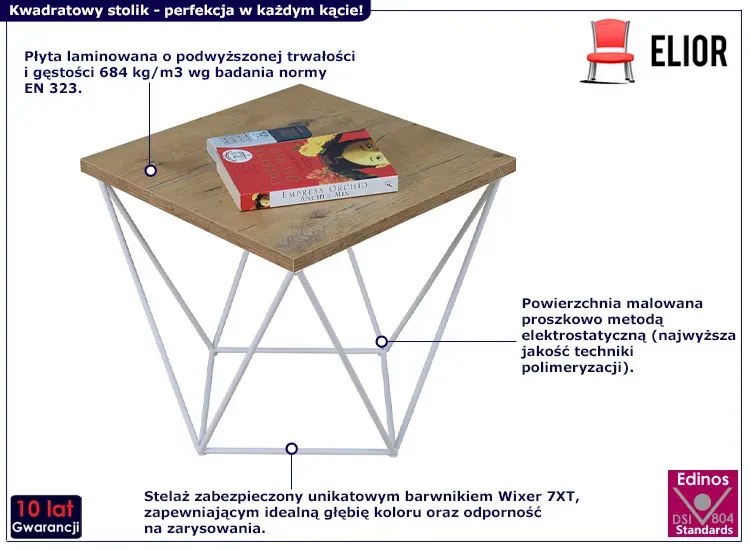 Skandynawski stolik kawowy dąb lancelot + biały - Mokita 5X
