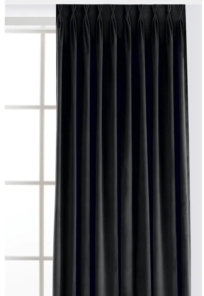 Czarna aksamitna zasłona częściowo zaciemniająca (dimout) 265x250 cm Velto – Filumi