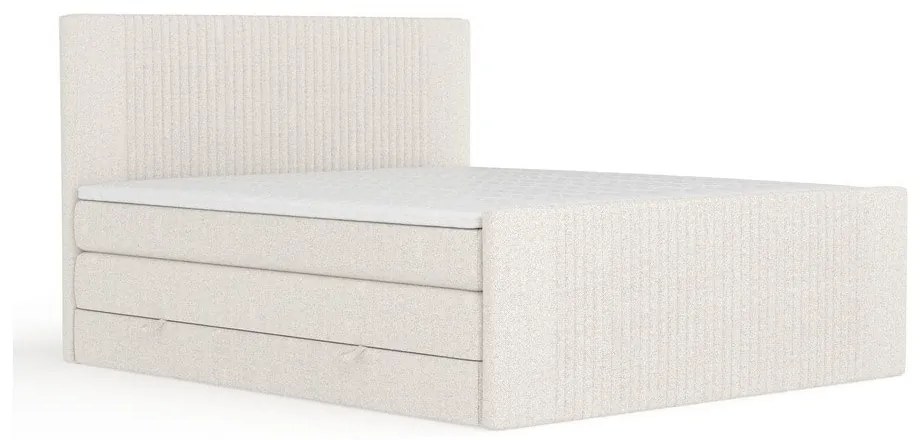 Beżowe łóżko kontynentalne ze schowkiem 200x200 cm Bergamo – Maison de Rêve