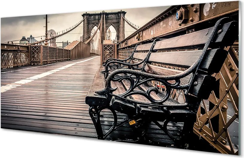 Panel szklany do Kuchni Ławka z Widokiem na Most