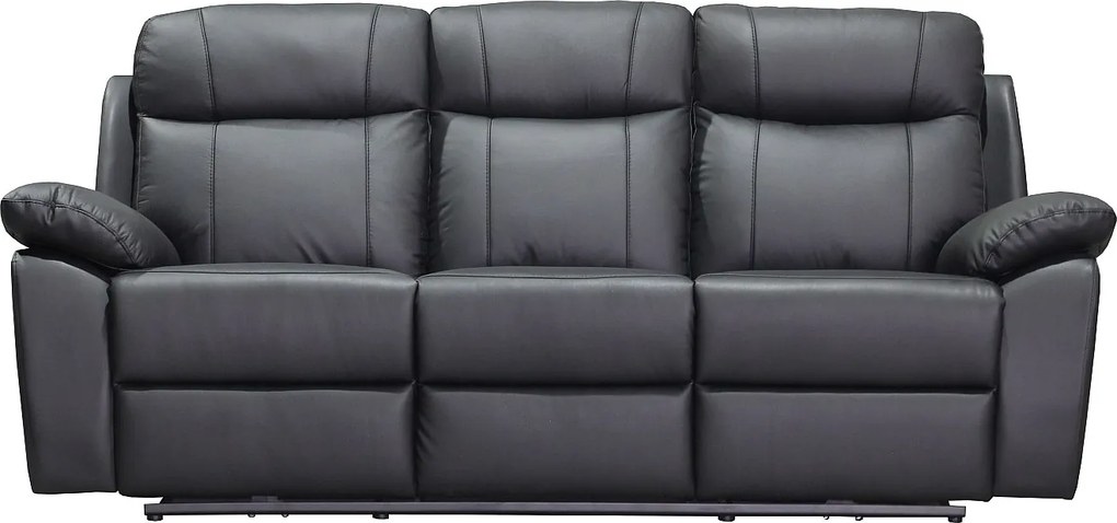 Kanapa 3-osobowa z elektryczną funkcją relaks ze skóry w kolorze czarnym VIPINO