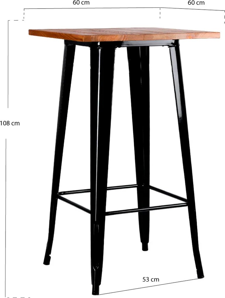 Wysoki stó z naturalnego drewna Torix 60 cm