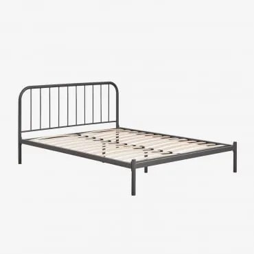 Żelazne Łóżko Asteri Grafitowa Szarość & 160 X 200 Cm - Sklum