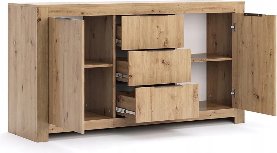 Komoda Tommy 166 z szafkami i szufladami, dąb artisan