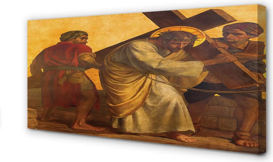 Zdjęcie na płótnie Jezus na Krzyżu i Ludzie