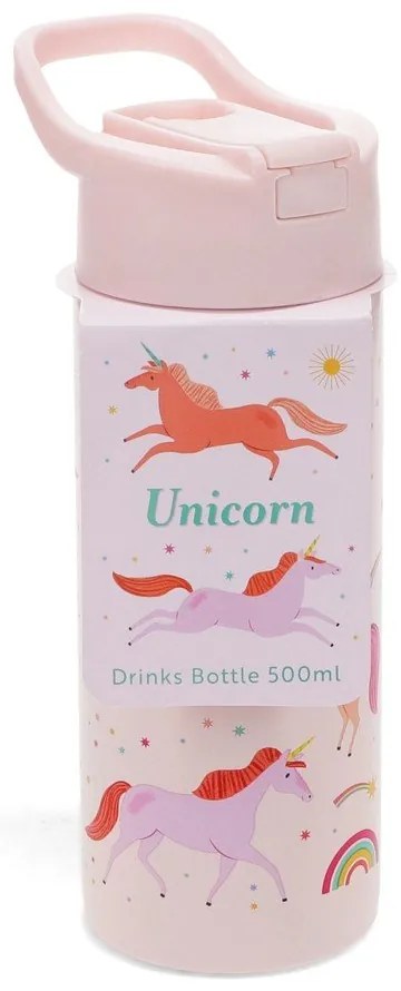 Jasnoróżowa butelka dla dzieci ze stali nierdzewnej 500 ml Unicorn – Rex London