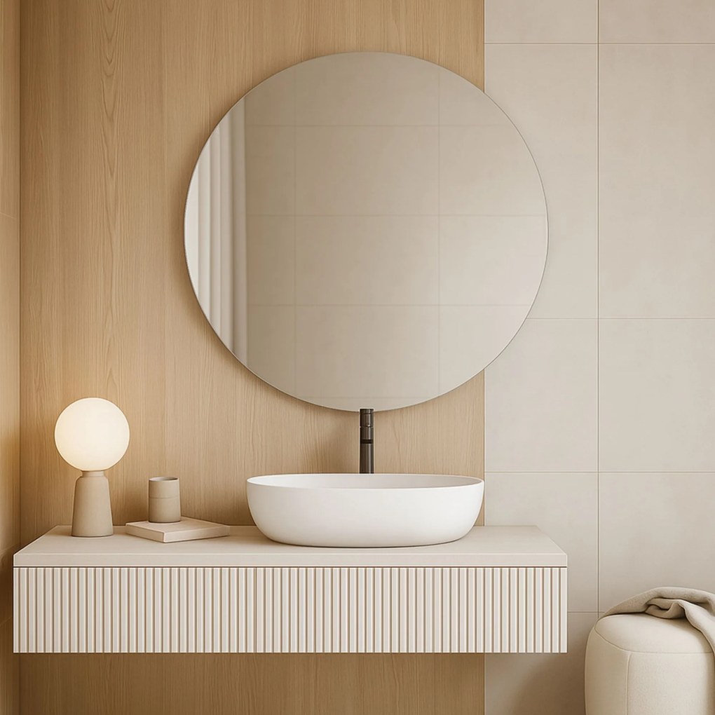 Lustro okrągłe wiszące bezramowe oszlifowane bez oświetlenia MOON | Różne rozmiary | Różne kolory szkła : Kolor - Srebro, Średnica - 160 cm