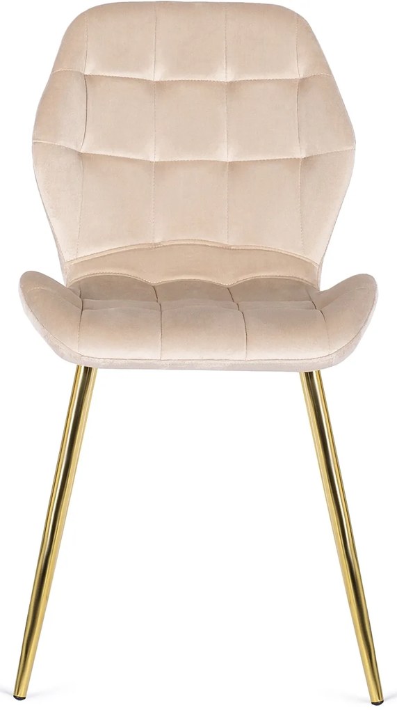 Krzesło Tapicerowane do Jadalni LUCKY Kremowe Welurowe Nowoczesne Glamour