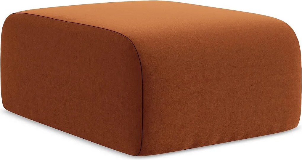 Pufa - z tkaniny welwetowej - terakota - LANI