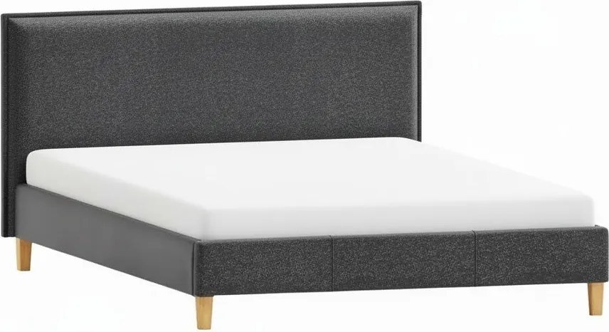 Ciemnoszare tapicerowane łóżko dwuosobowe ze stelażem 200x200 cm Tina – Ropez