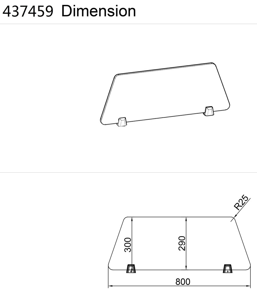Parawan stołowy MIRELLI, 800 x 300 mm, biały