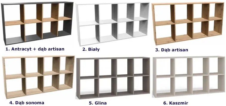 Regał stojący ażurowy dąb artisan - Atela 5x