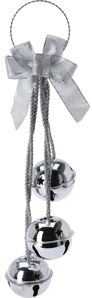 Dekoracja świąteczna na drzwi - kokarda na kole, 3 dzwoneczki