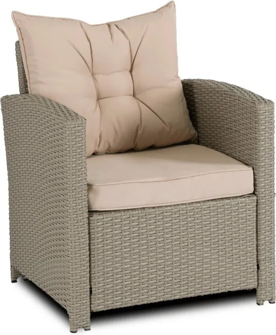 Zestaw Mebli Ogrodowych COLORADO Beżowy Sofa Pufy Stolik Tarasowy Technorattan Nowoczesny